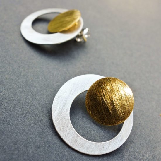 Kolczyki koła „New” mini srebrno - złote
